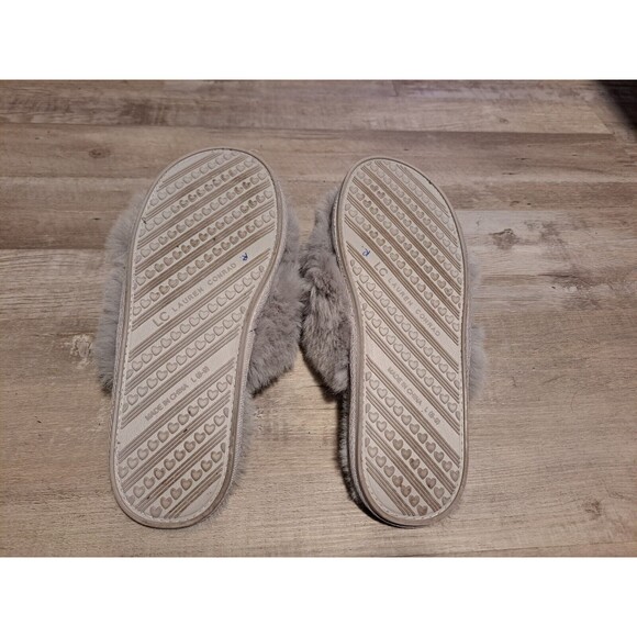 Lauren Conrad LC X-Band Criss Cross Faux Fur Gray Slippers Sz L (8-9) - Picture 5 of 5